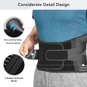 Lumbar belt compression-strap detail