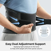 Adjustable lumbar support belt compression straps