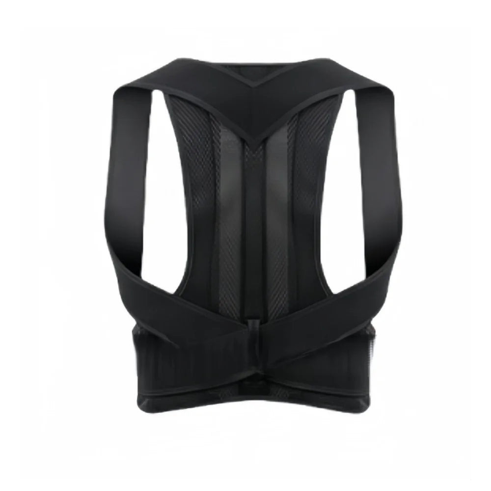 Black full back posture support vest product view