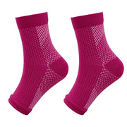Rose Red ankle compression support sleeves shown as a pair